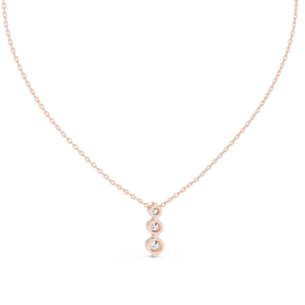 Three Stone Drop Round Diamond Pendant For Women