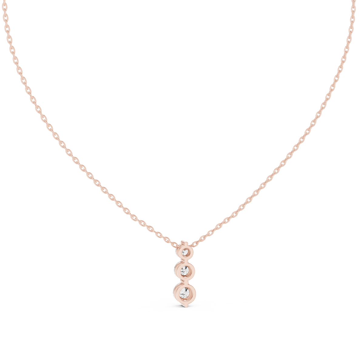Three Stone Drop Round Diamond Pendant For Women
