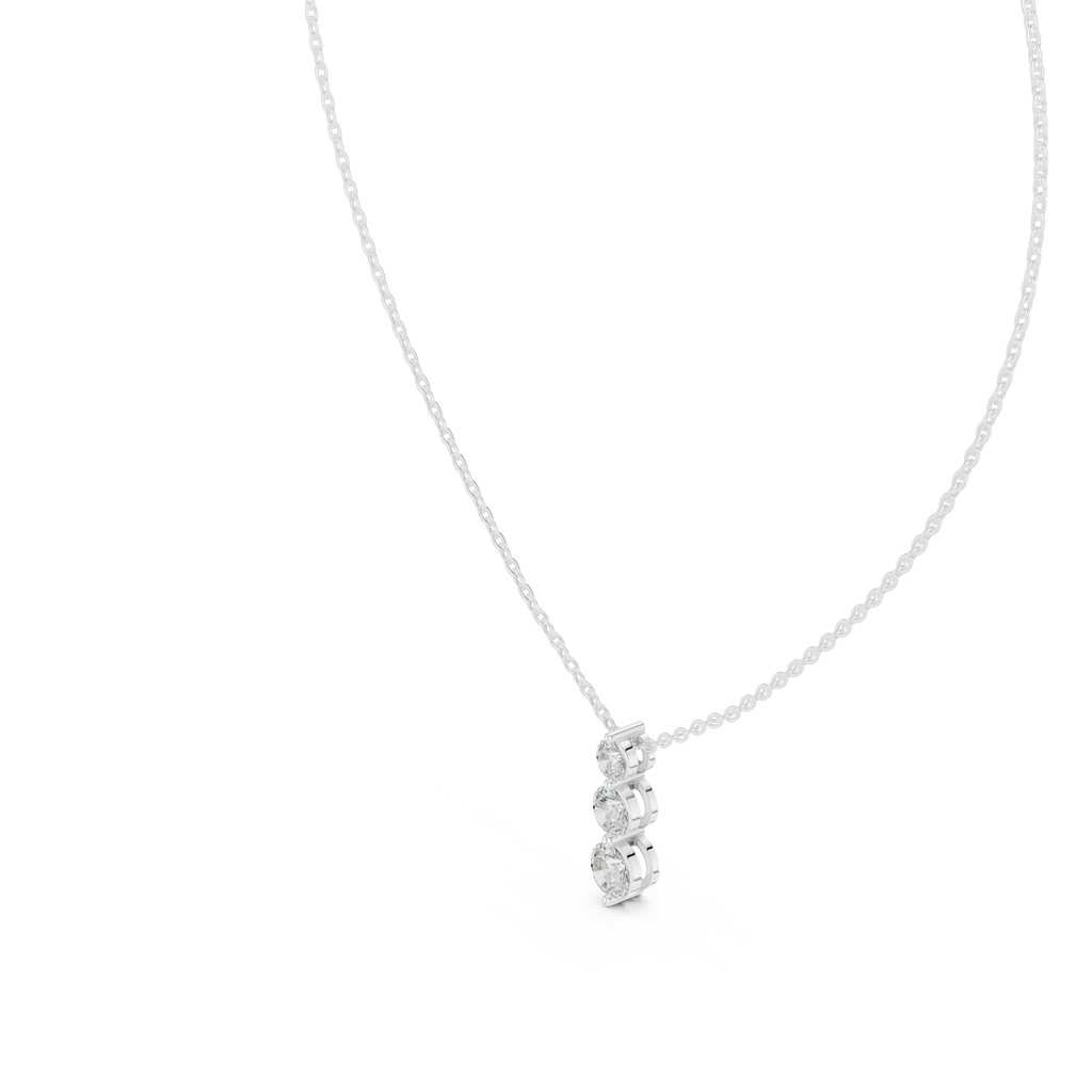 Three Stone Drop Round Diamond Pendant For Women