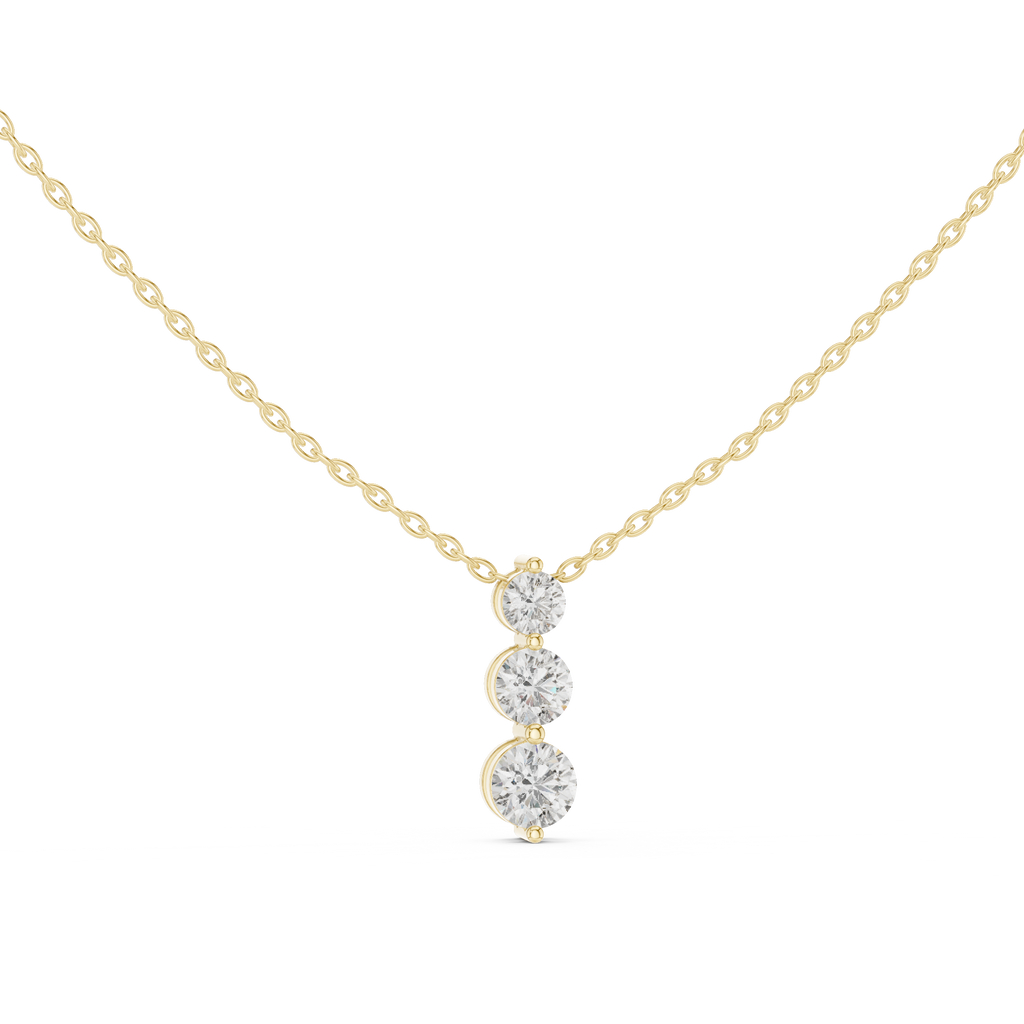 Three Stone Drop Round Diamond Pendant For Women