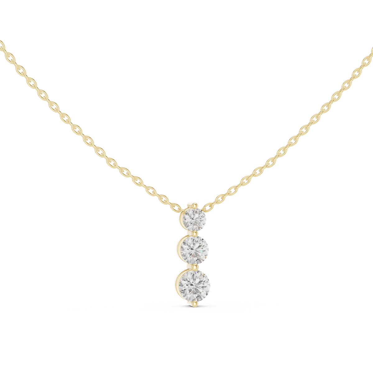 Three Stone Drop Round Diamond Pendant For Women