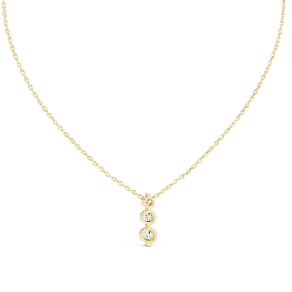 Three Stone Drop Round Diamond Pendant For Women