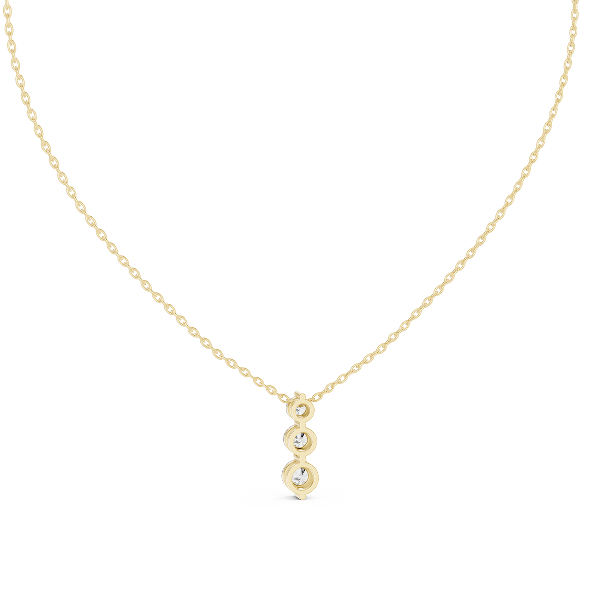 Three Stone Drop Round Diamond Pendant For Women