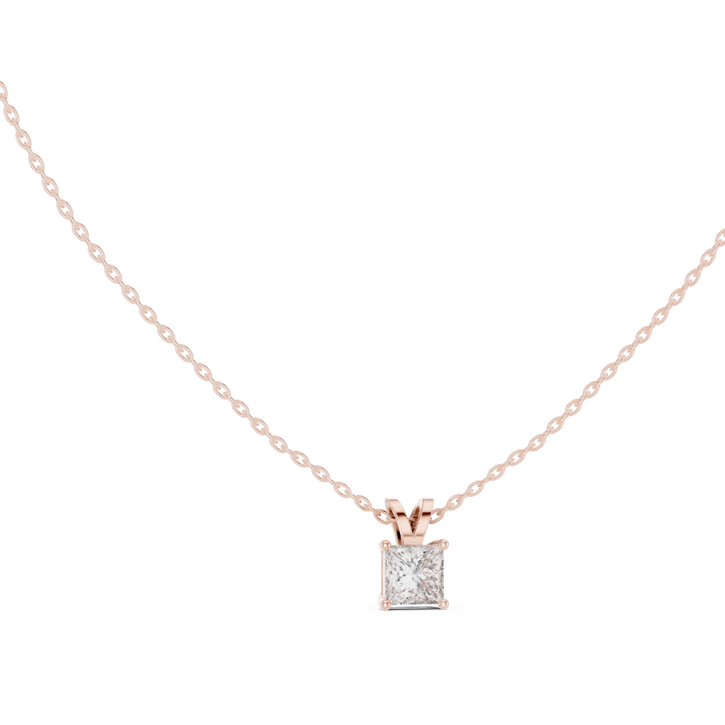 Princess cut Lab Grown Diamond Solitaire Pendant For Women