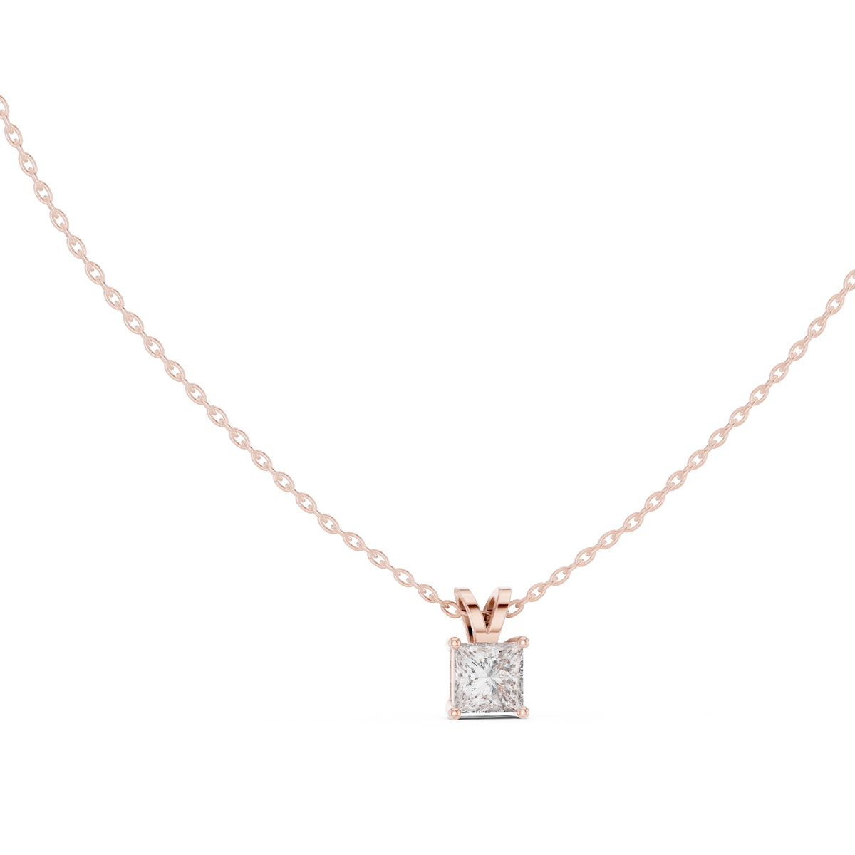 Princess cut Lab Grown Diamond Solitaire Pendant For Women