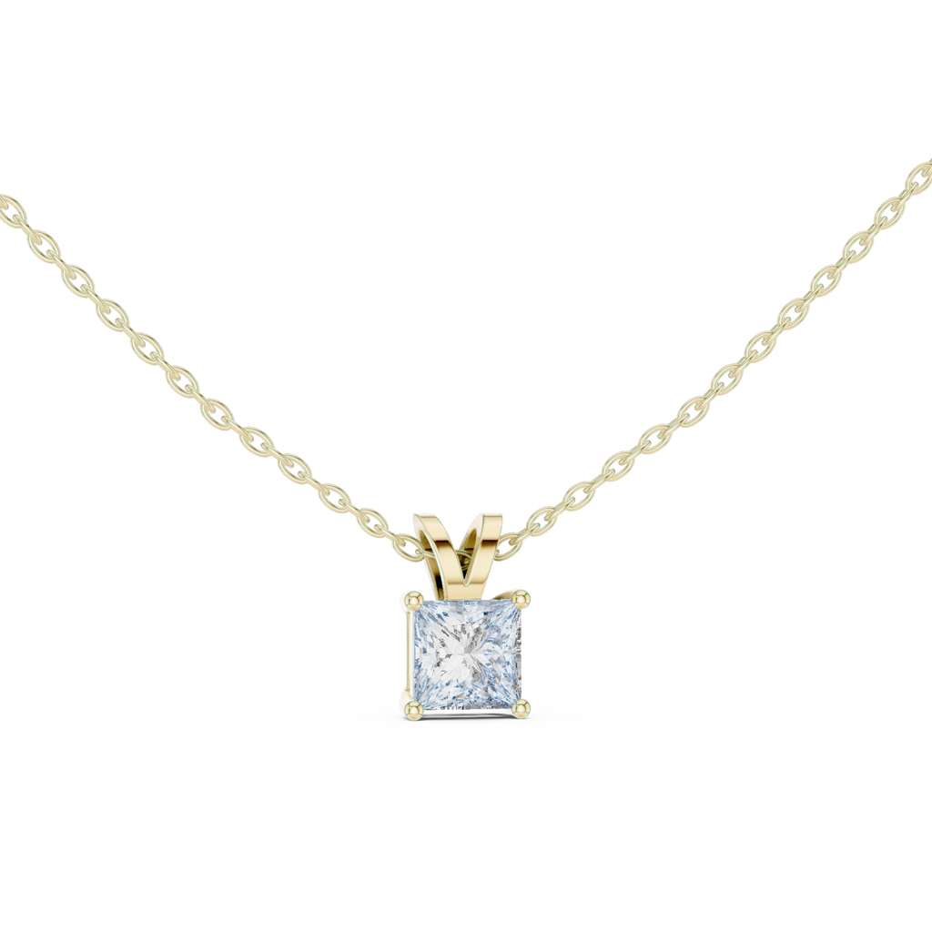 Princess cut Lab Grown Diamond Solitaire Pendant For Women