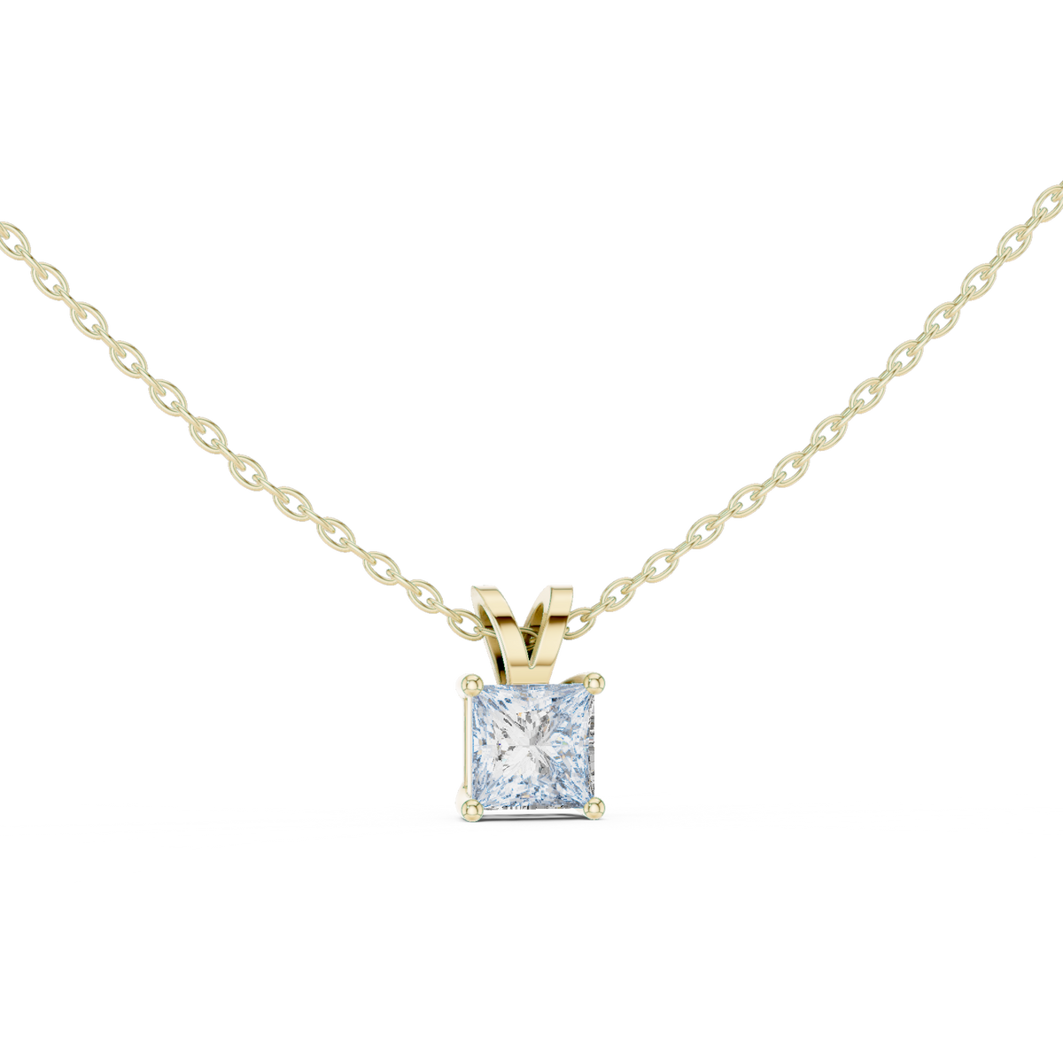 Princess cut Lab Grown Diamond Solitaire Pendant For Women