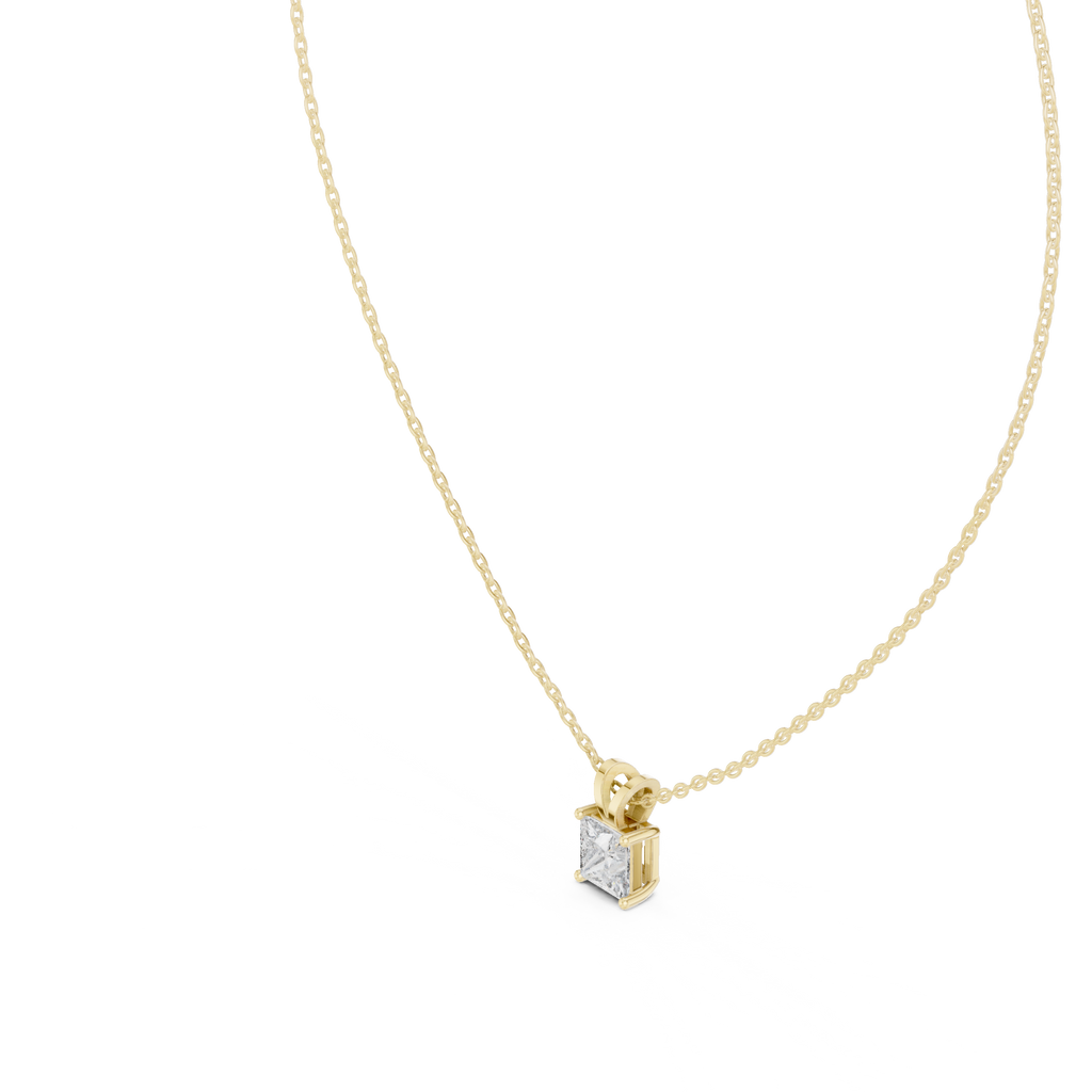 Princess cut Lab Grown Diamond Solitaire Pendant For Women
