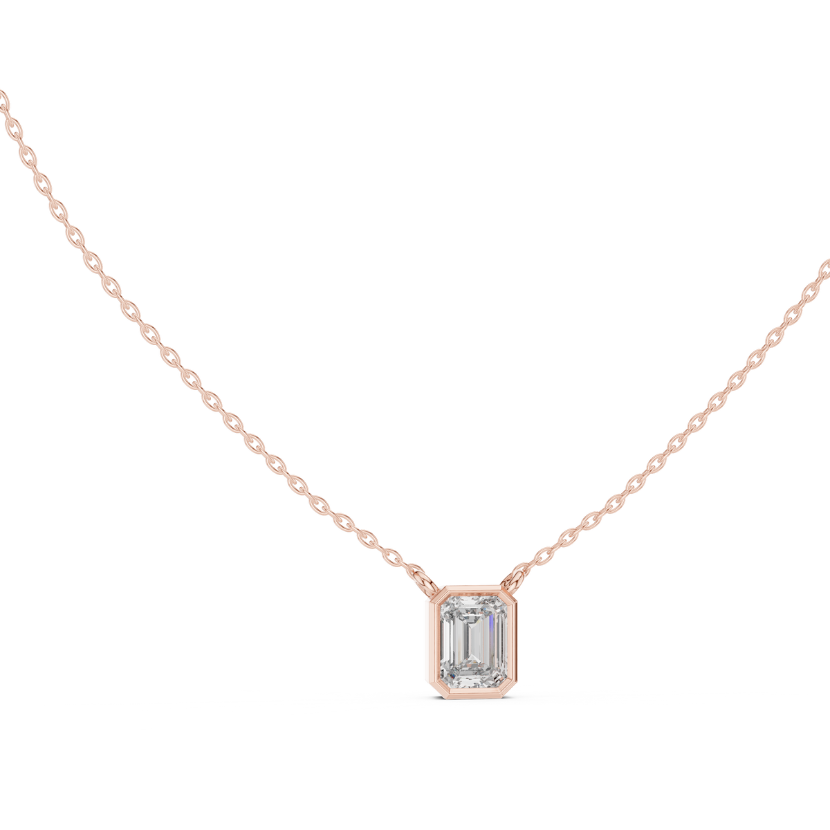 Emerald cut Lab Grown Diamond Pendant in Bezel Setting
