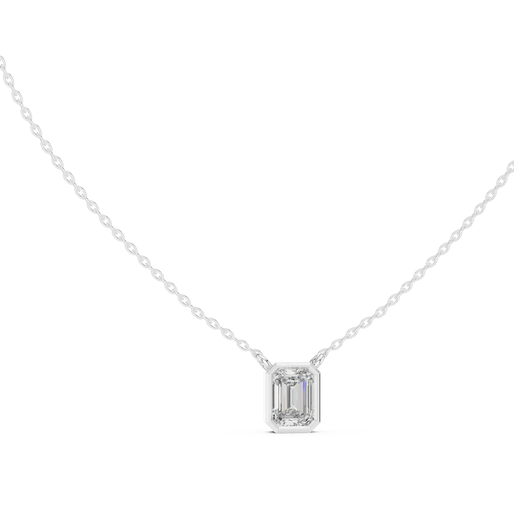Emerald cut Lab Grown Diamond Pendant in Bezel Setting