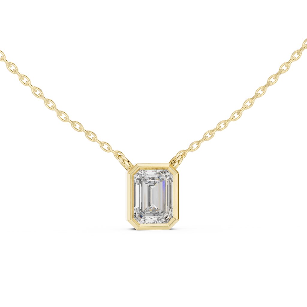 Emerald cut Lab Grown Diamond Pendant in Bezel Setting