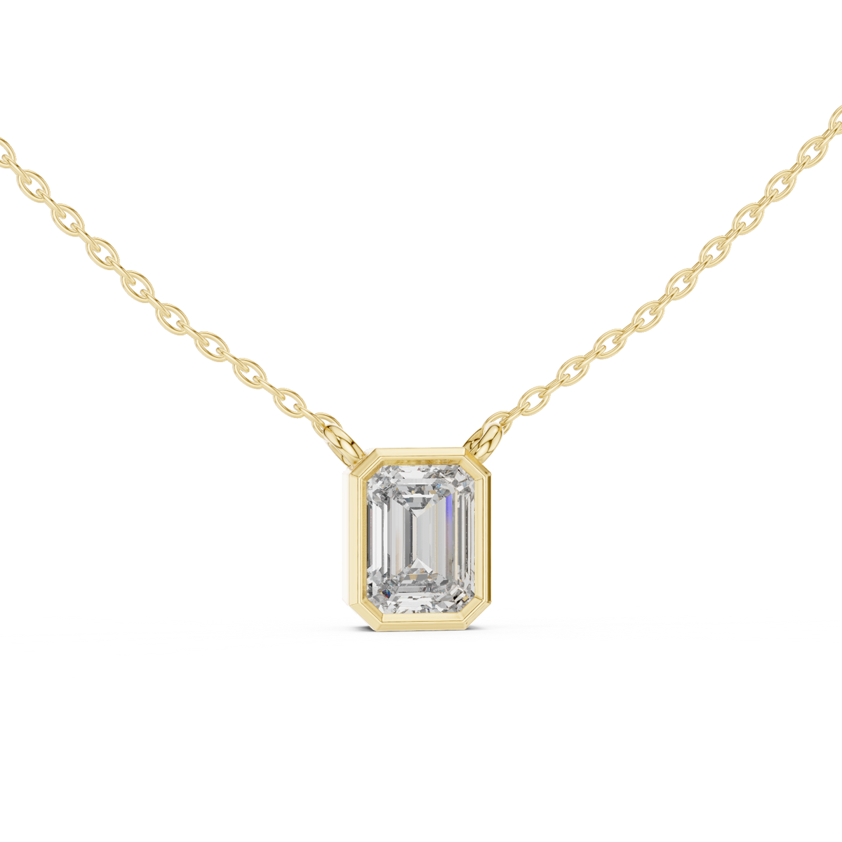 Emerald cut Lab Grown Diamond Pendant in Bezel Setting