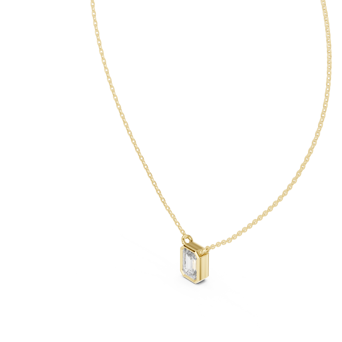 Emerald cut Lab Grown Diamond Pendant in Bezel Setting