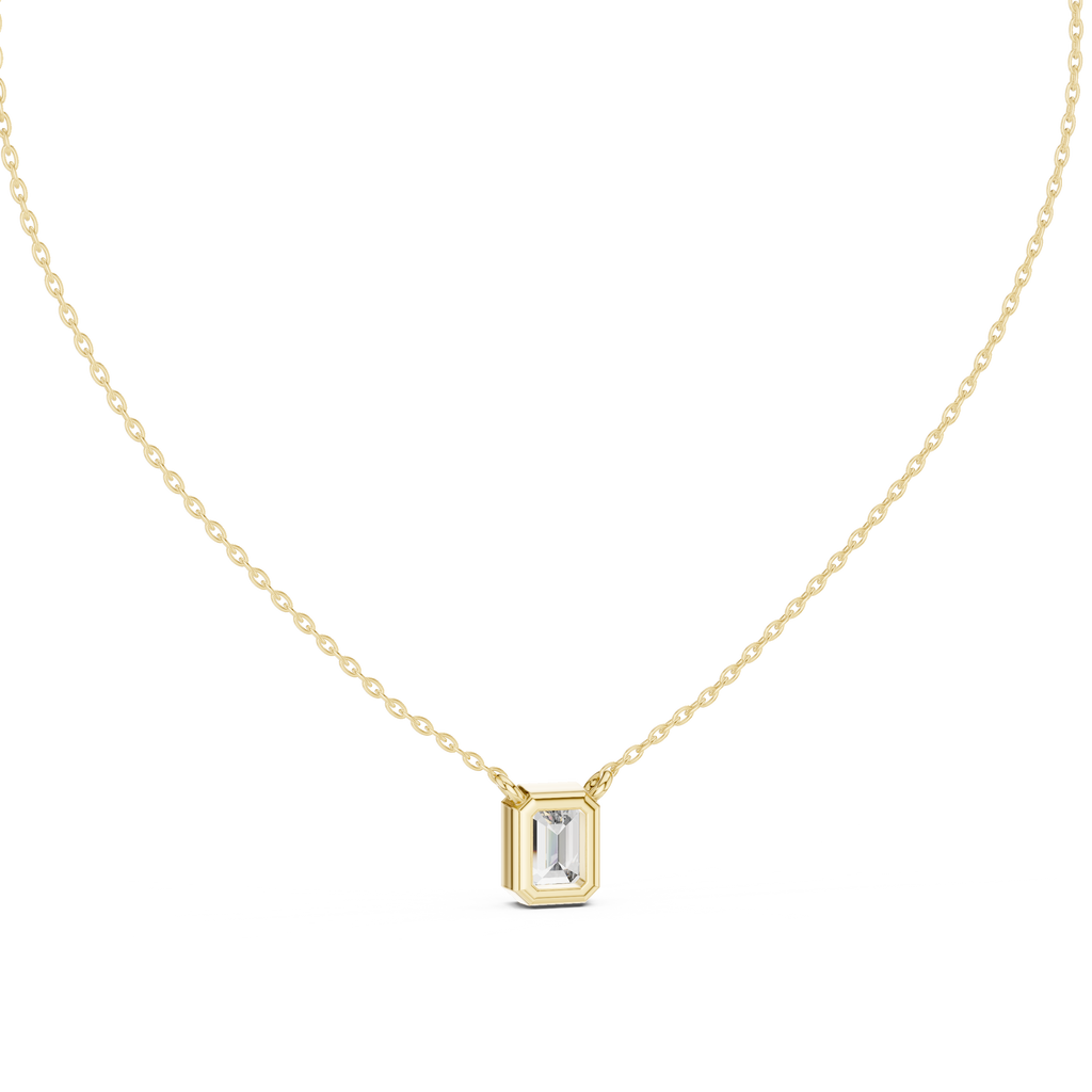 Emerald cut Lab Grown Diamond Pendant in Bezel Setting
