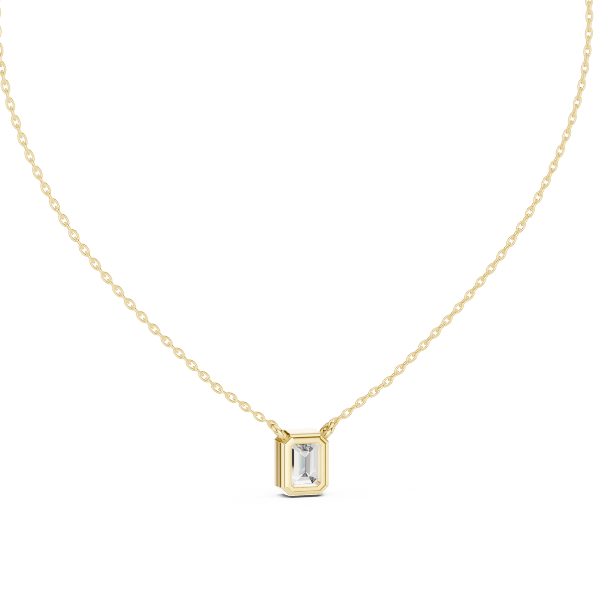 Emerald cut Lab Grown Diamond Pendant in Bezel Setting