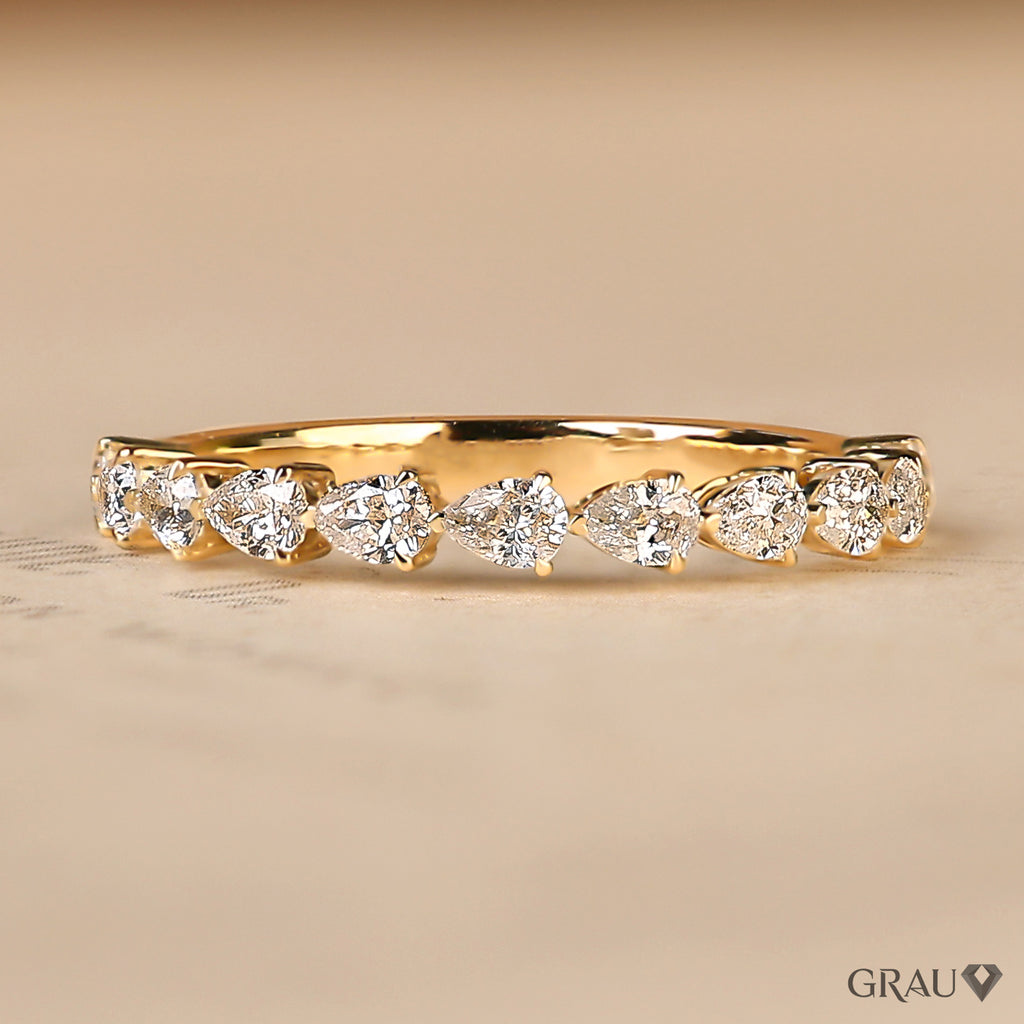 pear cut lab grown diamond wedding band for women
