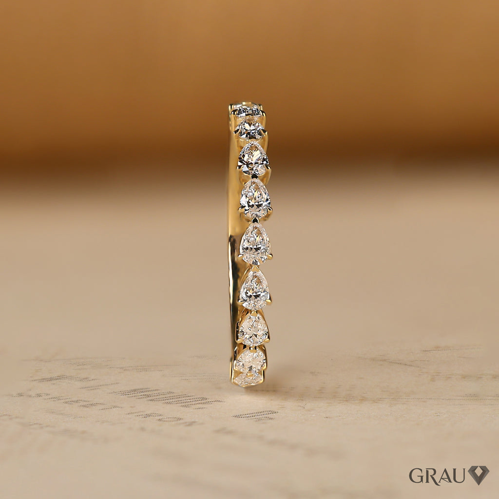 pear cut lab grown diamond anniversary ring