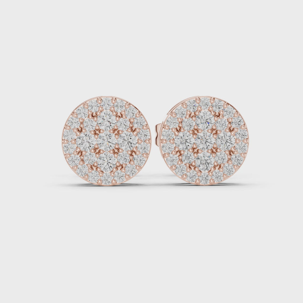 Round Lab Grown Diamond Cluster Stud Earrings