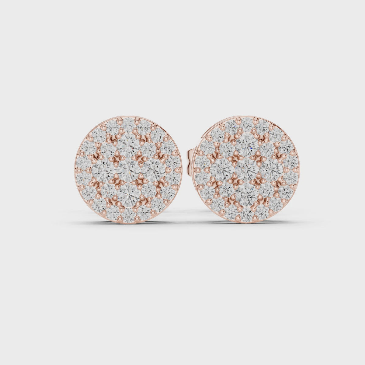 Round Lab Grown Diamond Cluster Stud Earrings