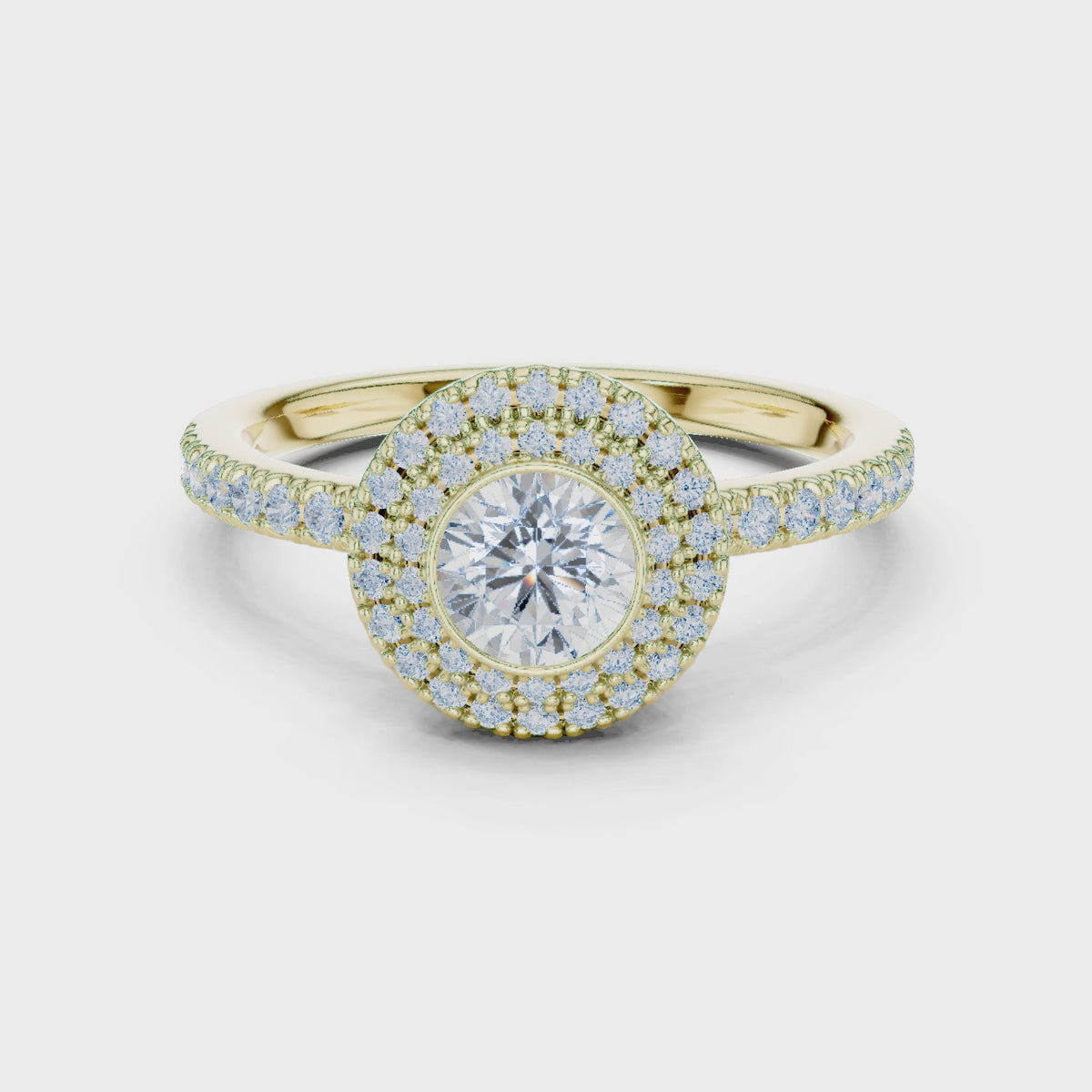 Round cut Lab Diamond Double Halo Engagement Ring