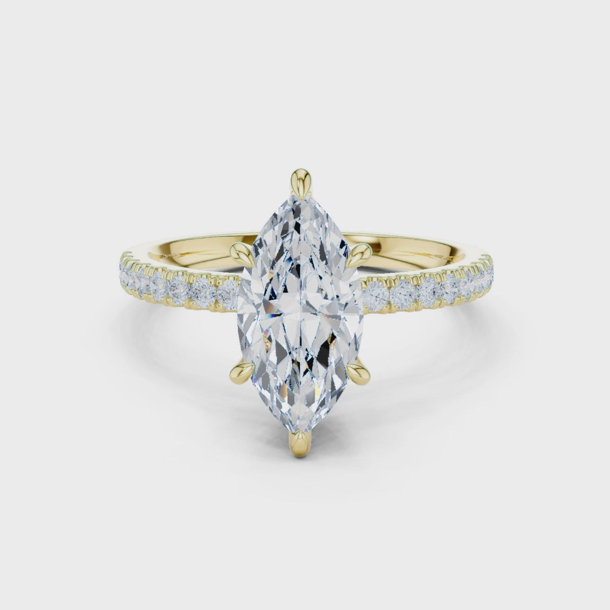 Marquise cut Lab Grown Diamond Solitaire Ring with Unique Basket