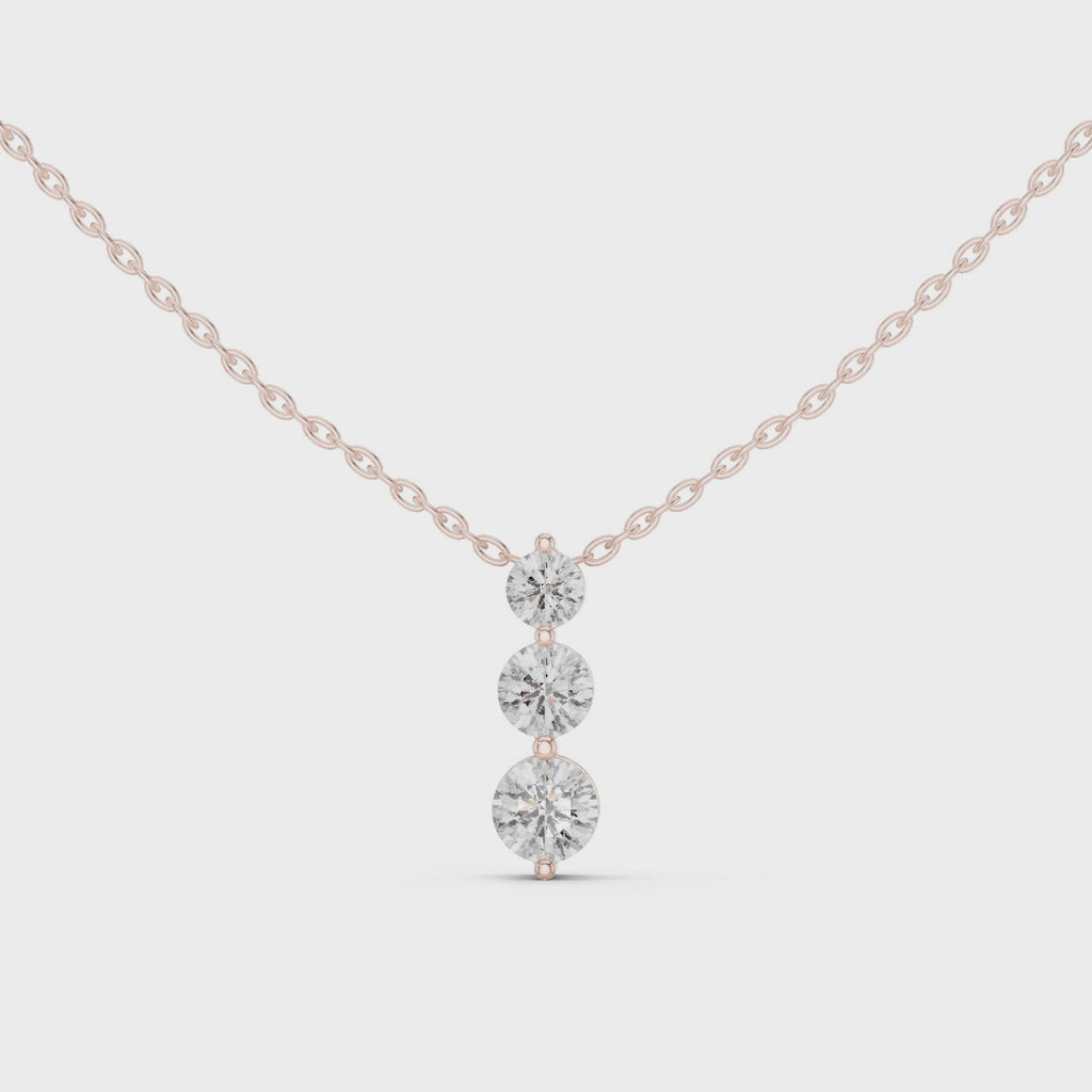 Three Stone Drop Round Diamond Pendant For Women