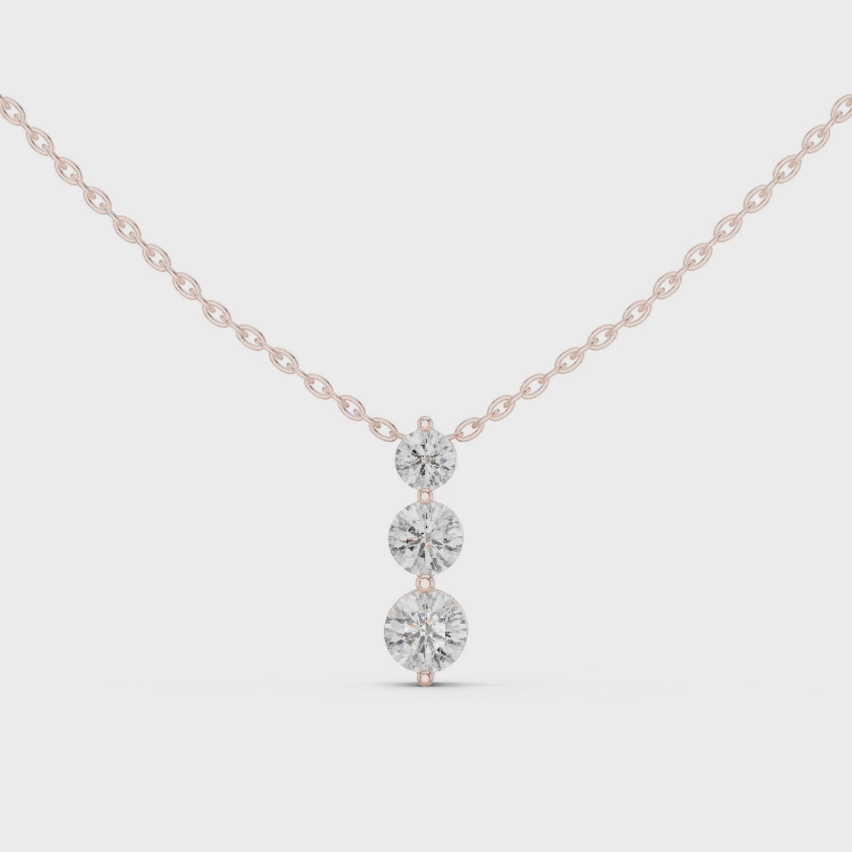 Three Stone Drop Round Diamond Pendant For Women