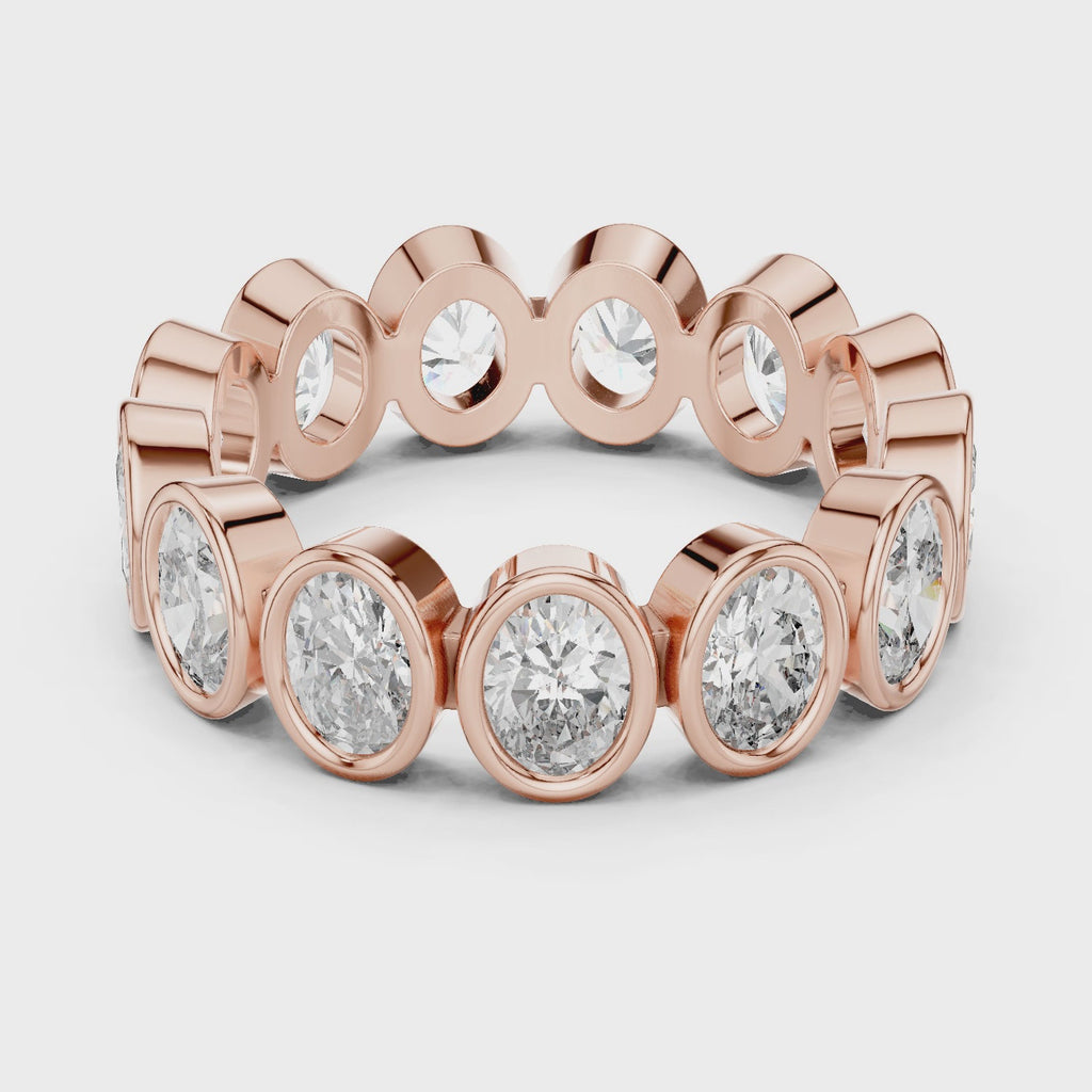 Oval Shape Lab Grown Diamond Bezel Wedding Band