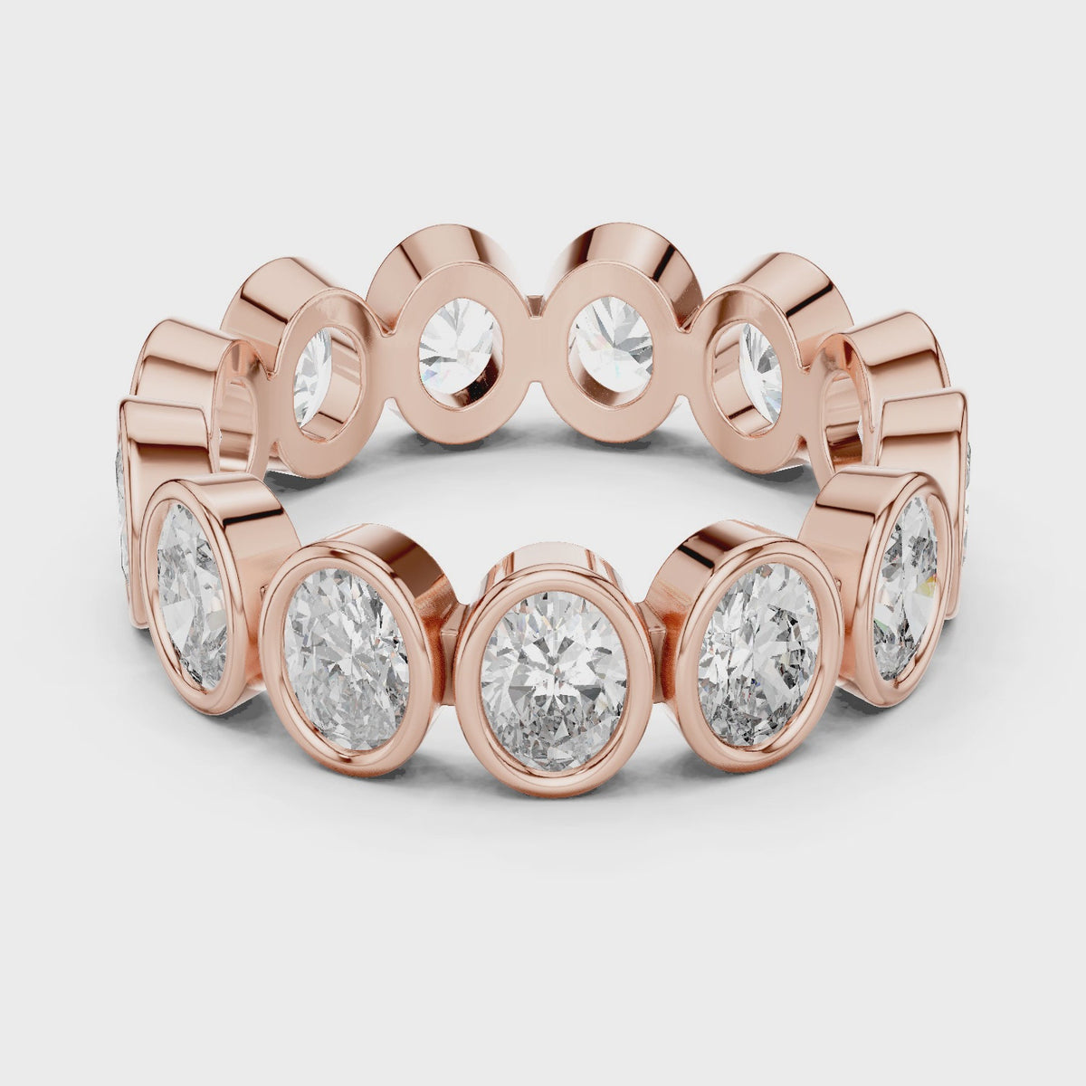 Oval Shape Lab Grown Diamond Bezel Wedding Band