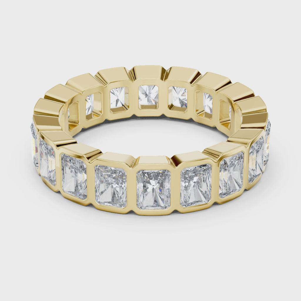 Radiant cut Lab Grown Diamond Bezel set Band