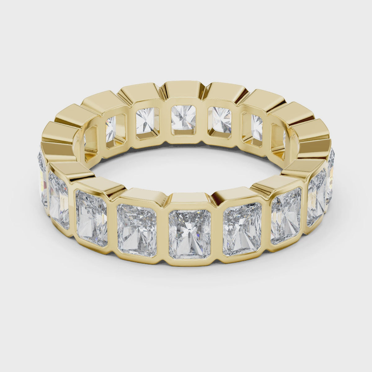 Radiant cut Lab Grown Diamond Bezel set Band