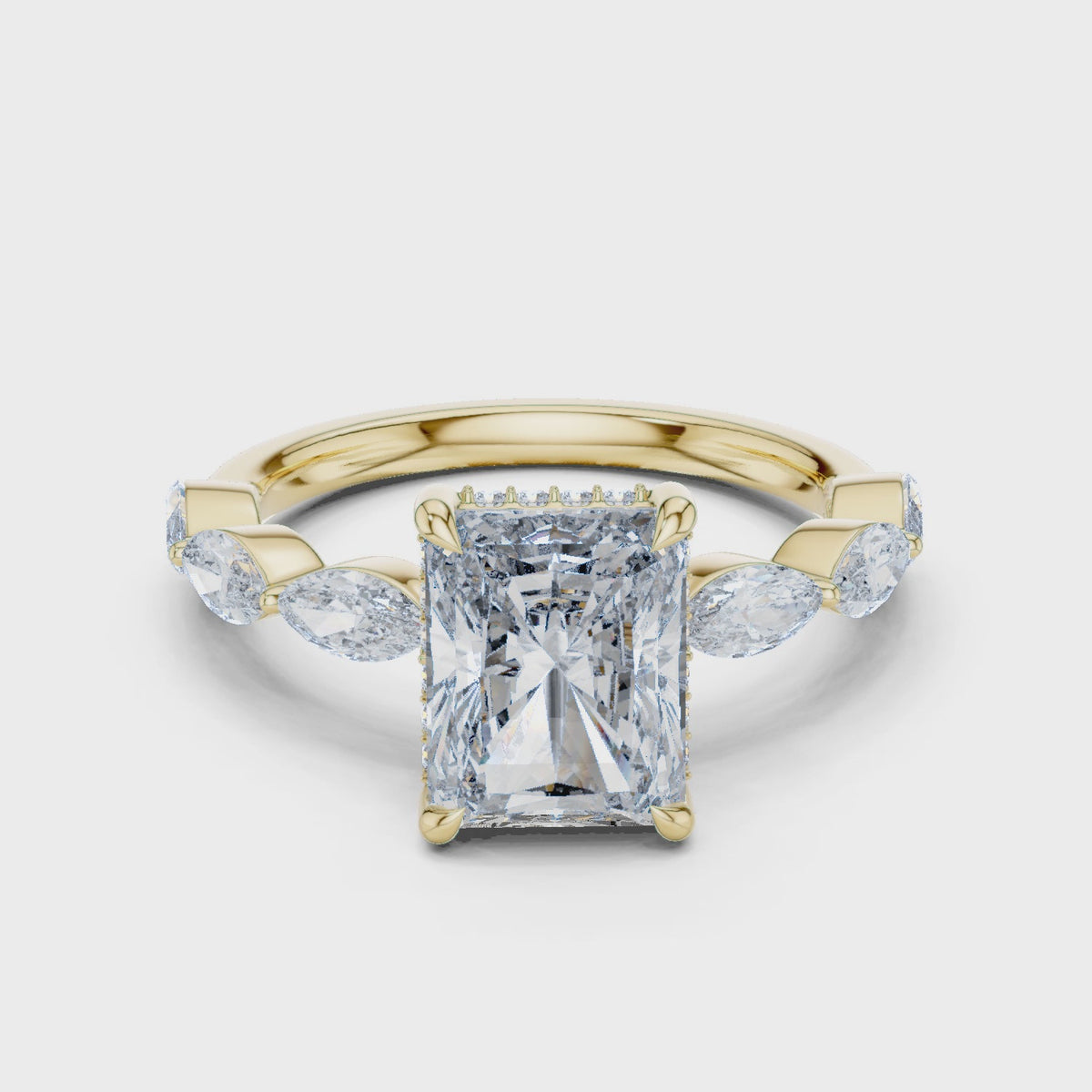 Radiant cut Diamond Hidden Halo Ring