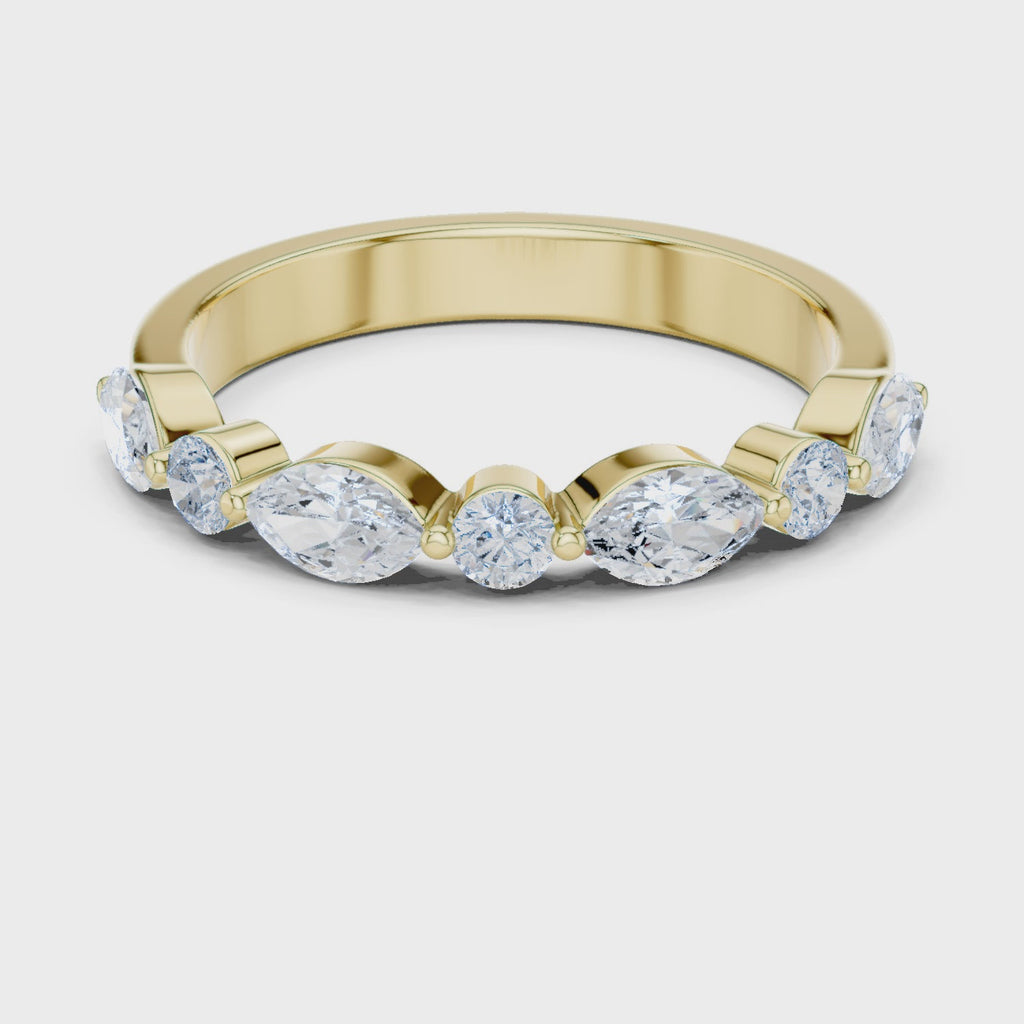 Marquise and Round Diamond Half Eternity Band