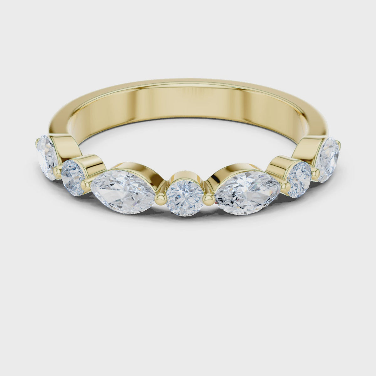Marquise and Round Diamond Half Eternity Band