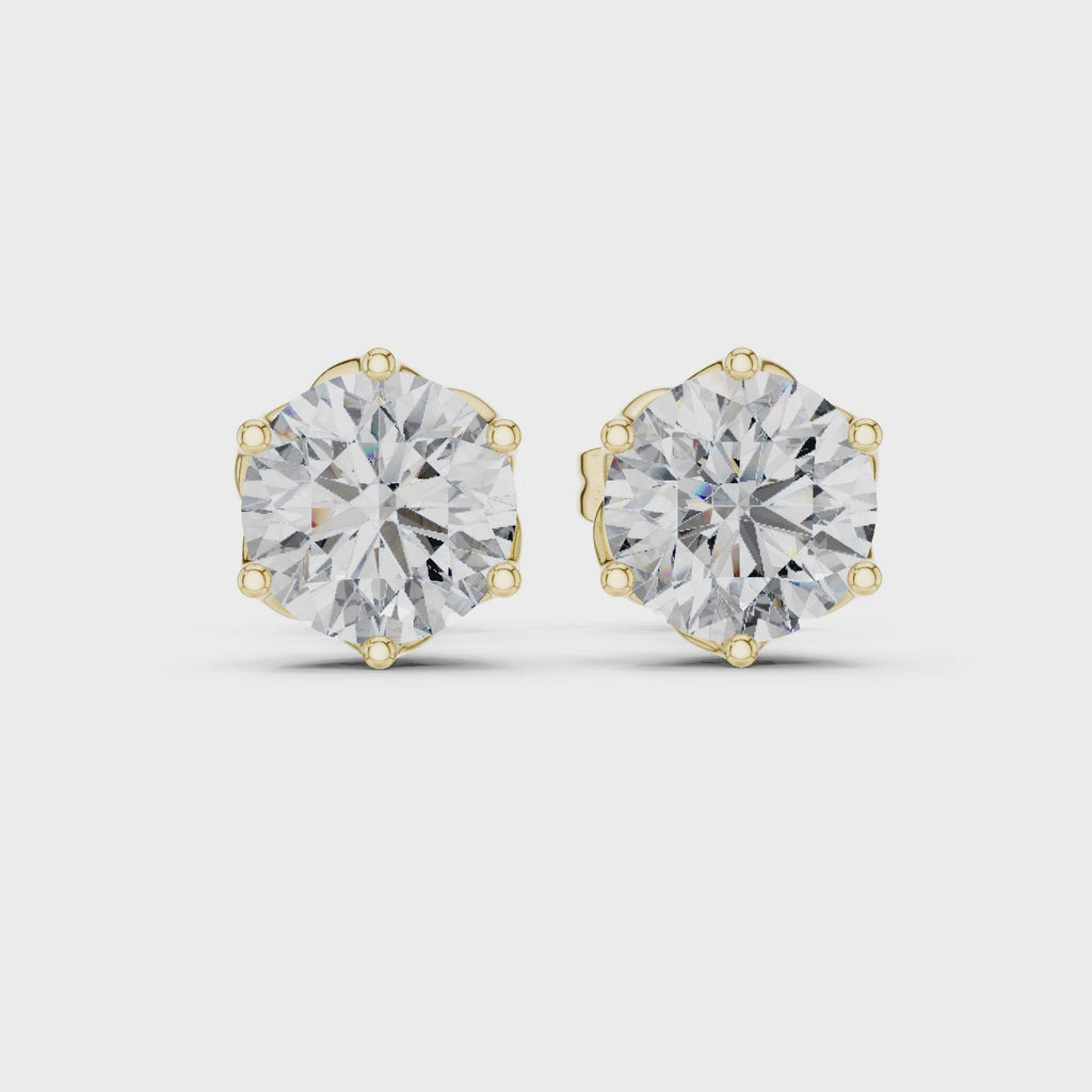 Round Lab Grown Diamond Tulip Stud Earrings