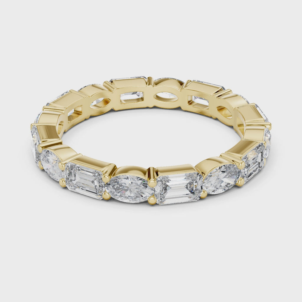 Marquise and Emerald Diamond Wedding Band- Alternative set