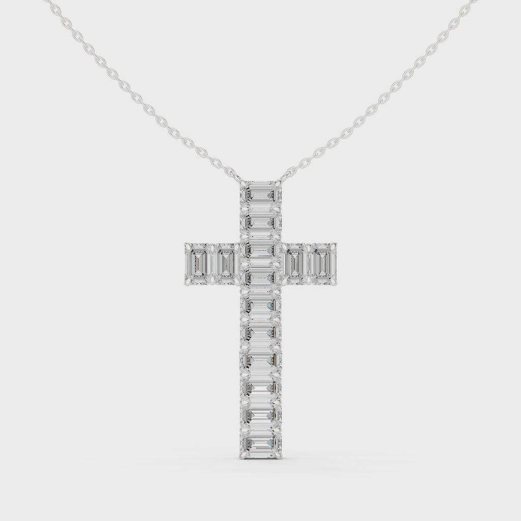 Cross Pendant Necklace - Emerald Lab Diamond Charm