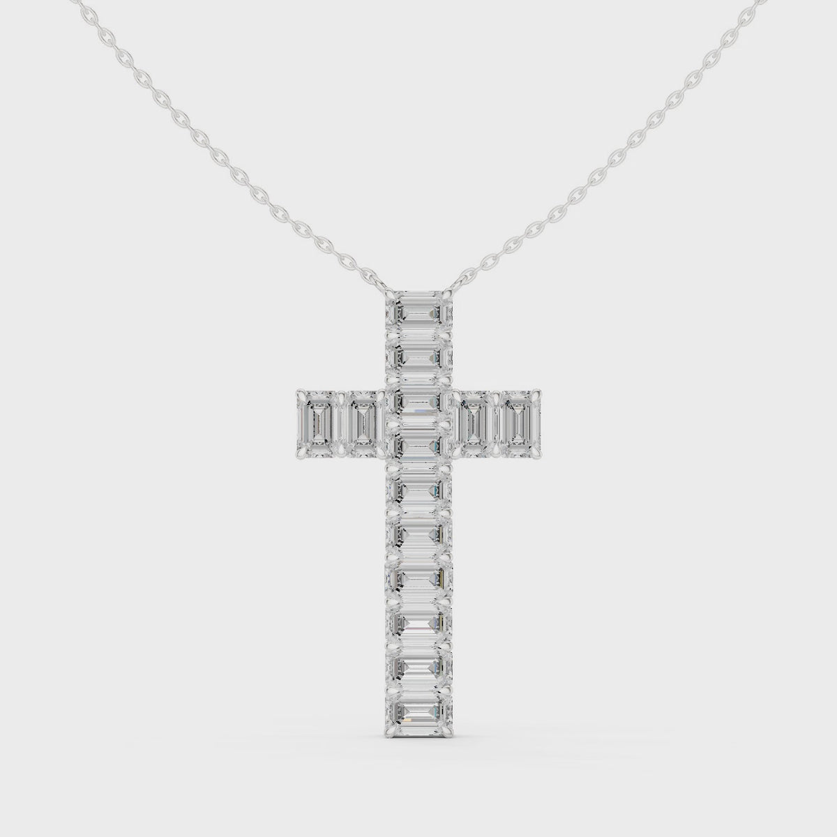 Cross Pendant Necklace - Emerald Lab Diamond Charm