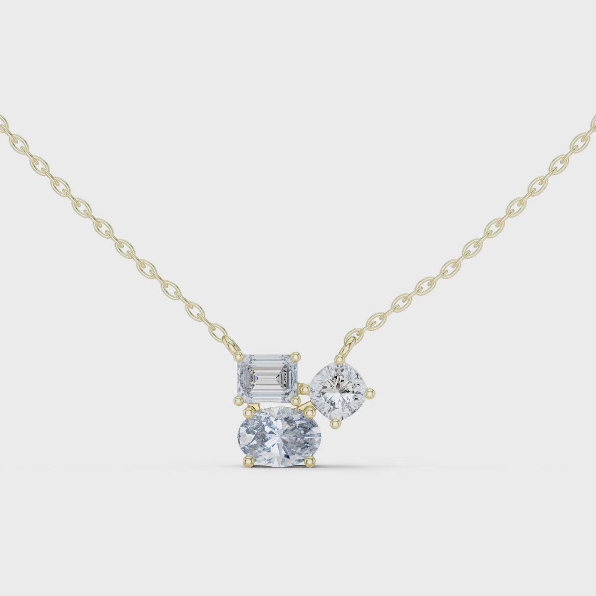 Multi Shape Diamond Cluster Necklace
