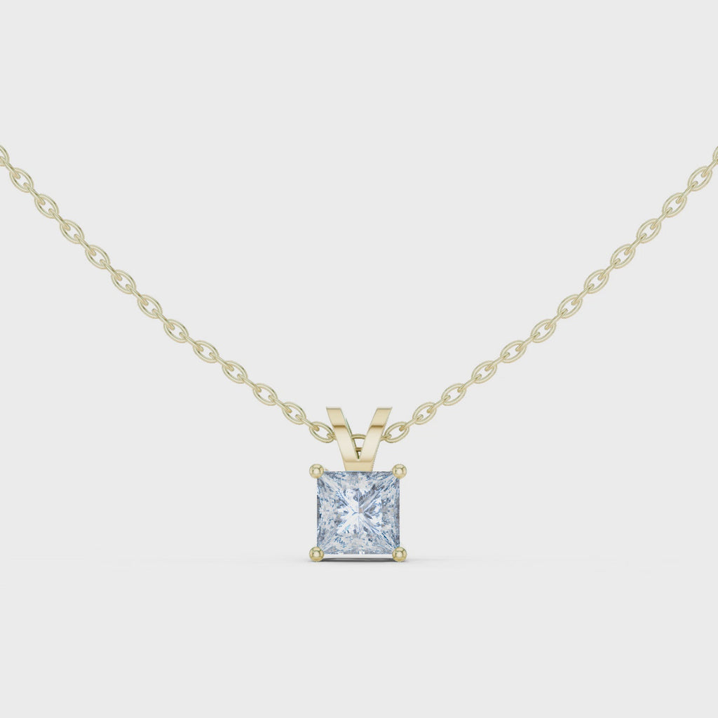 Princess cut Lab Grown Diamond Solitaire Pendant For Women