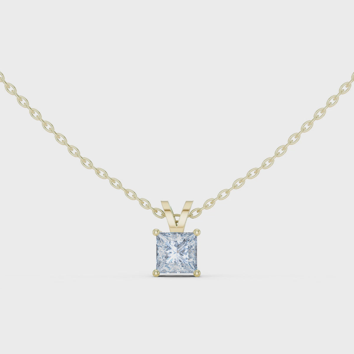 Princess cut Lab Grown Diamond Solitaire Pendant For Women