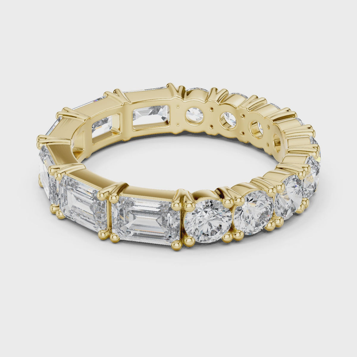Emerald & Round Cut Lab Grown Diamond Wedding Band