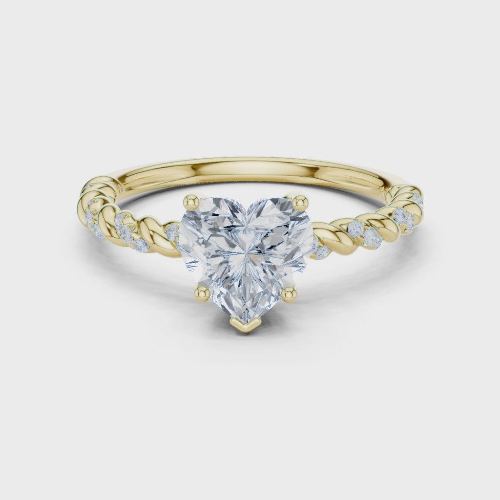 Heart Shaped Lab Grown Diamond Engagement Ring with Twisted Shank