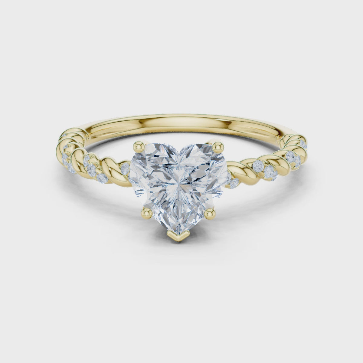 Heart Shaped Lab Grown Diamond Engagement Ring with Twisted Shank