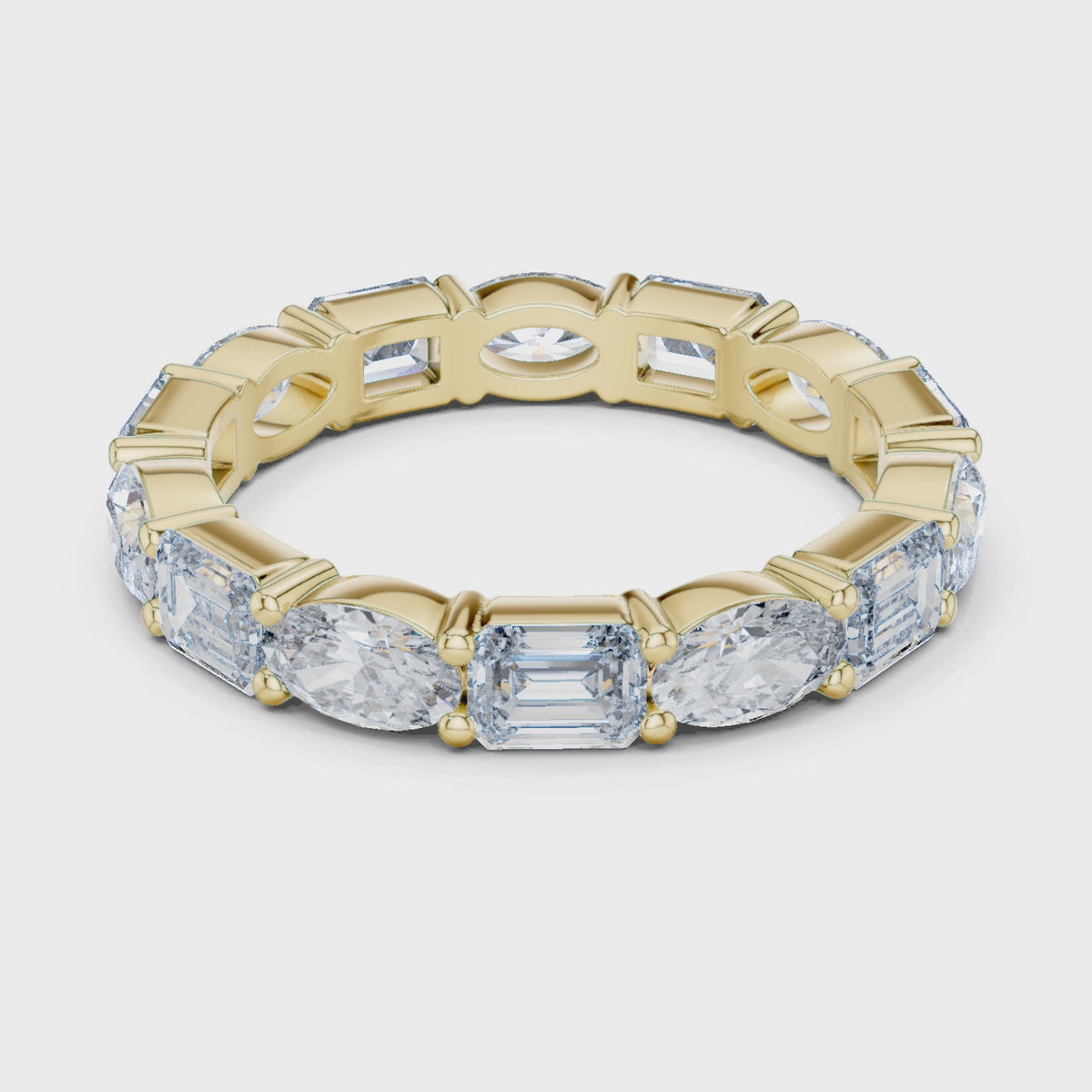 Emerald and Marquise cut Diamond Eternity Wedding Band