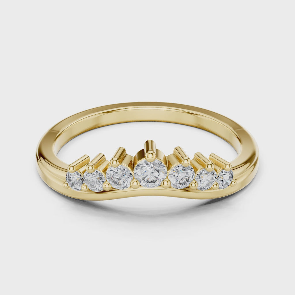 Round cut Lab Grown Diamond Curved Wedding Band