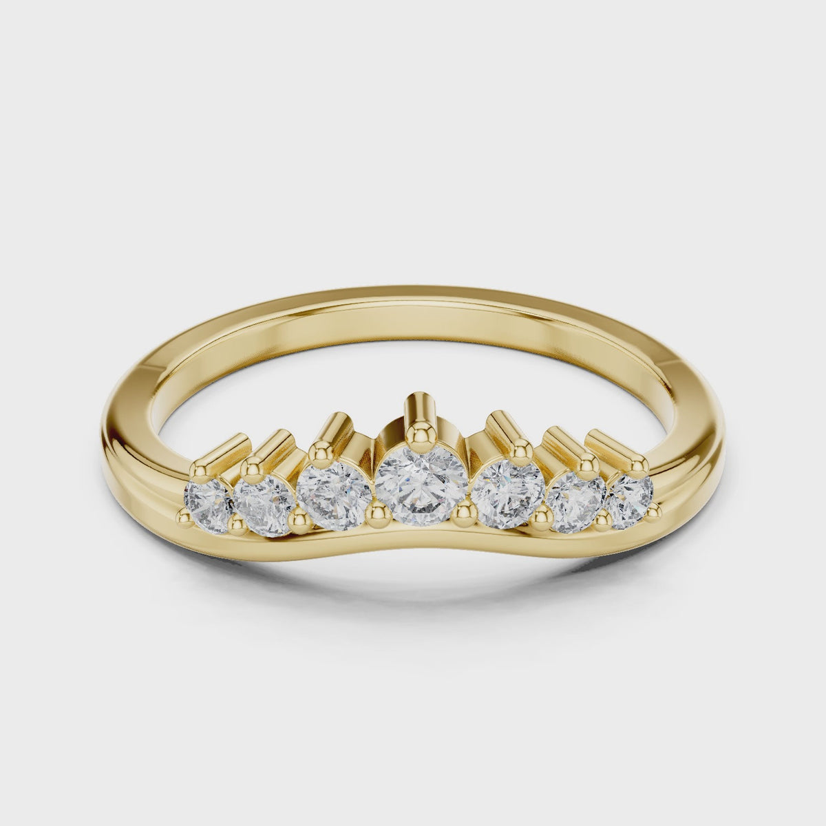 Round cut Lab Grown Diamond Curved Wedding Band
