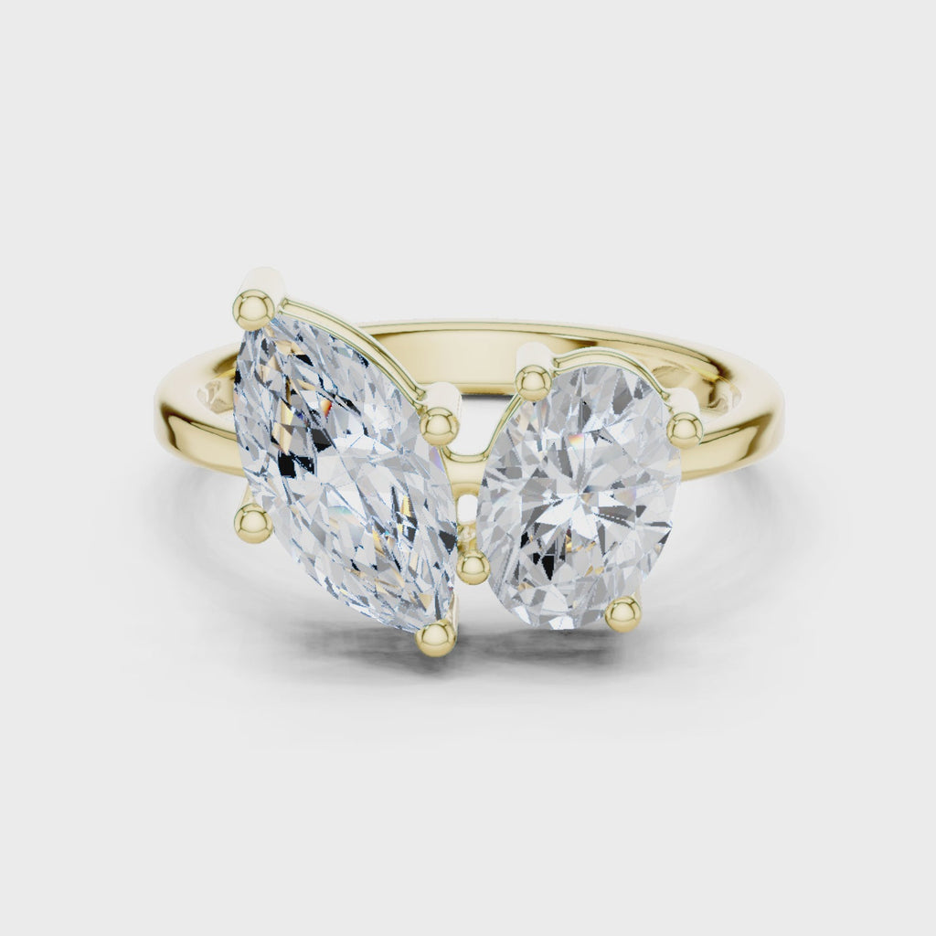 Toi Et Moi Ring, Marquise and Oval cut Lab Grown Diamond Ring