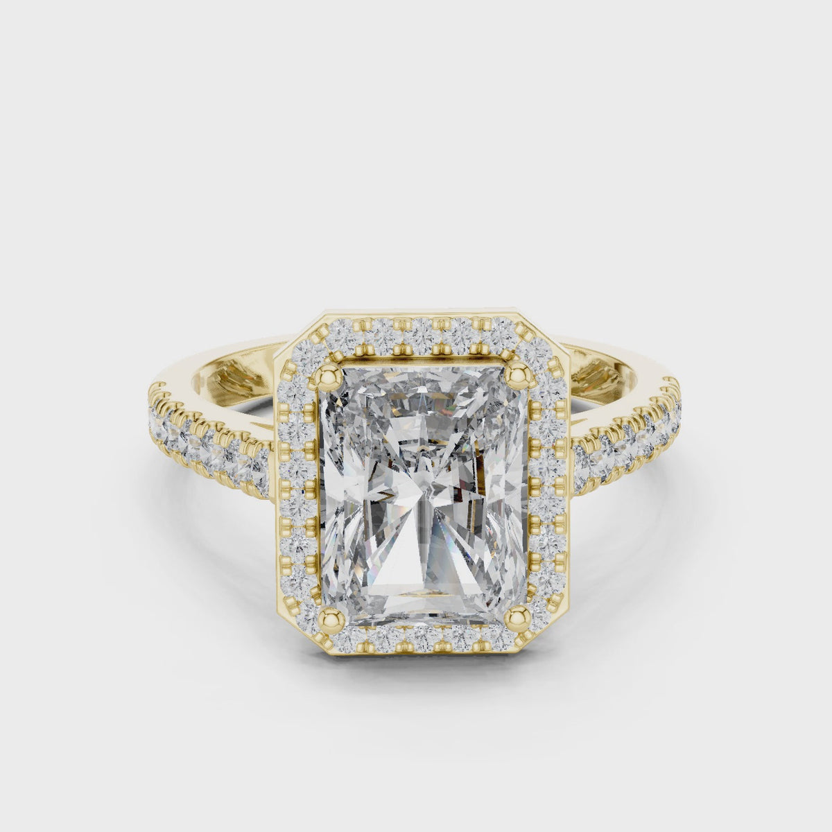 Radiant Cut Lab Diamond Halo Engagement Ring