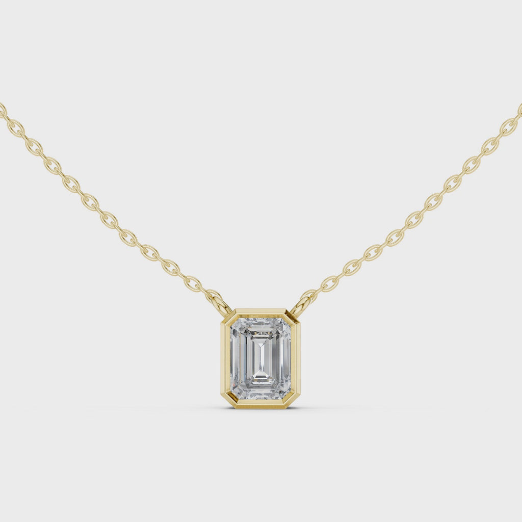 Emerald cut Lab Grown Diamond Pendant in Bezel Setting